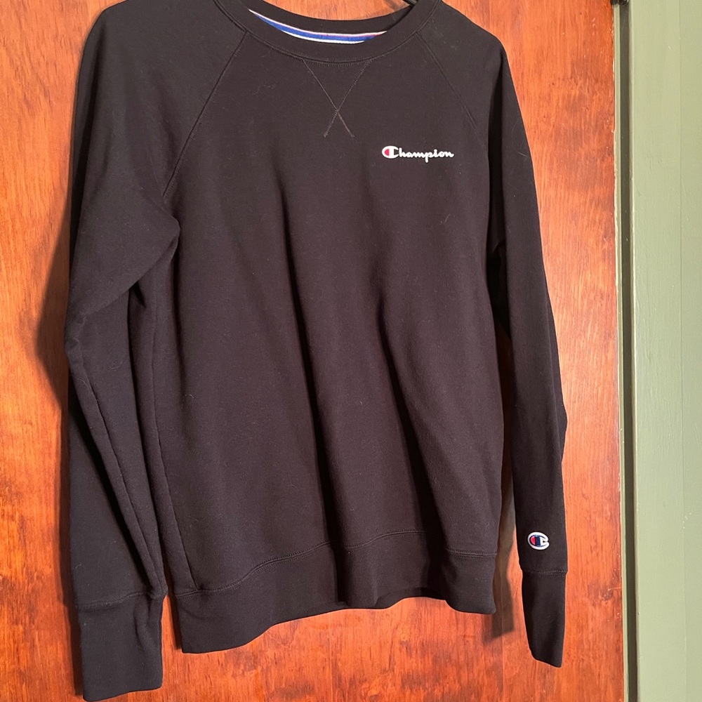 Champion Black Crewneck Sweatshirt with Small Script Logo